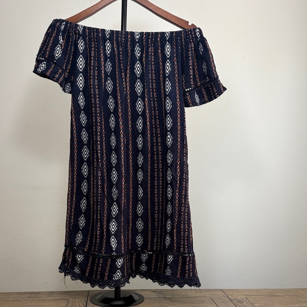 Bohemian Off-Shoulder Patterned Dress